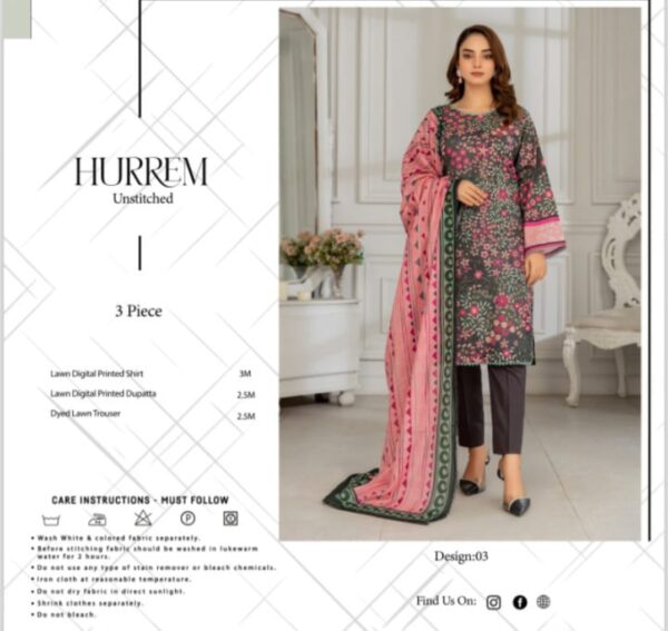 HURREM Lawn (Un Stitched) 3 Piece, New Collection 2025. - Image 10