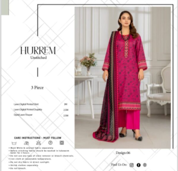 HURREM Lawn (Un Stitched) 3 Piece, New Collection 2025. - Image 9