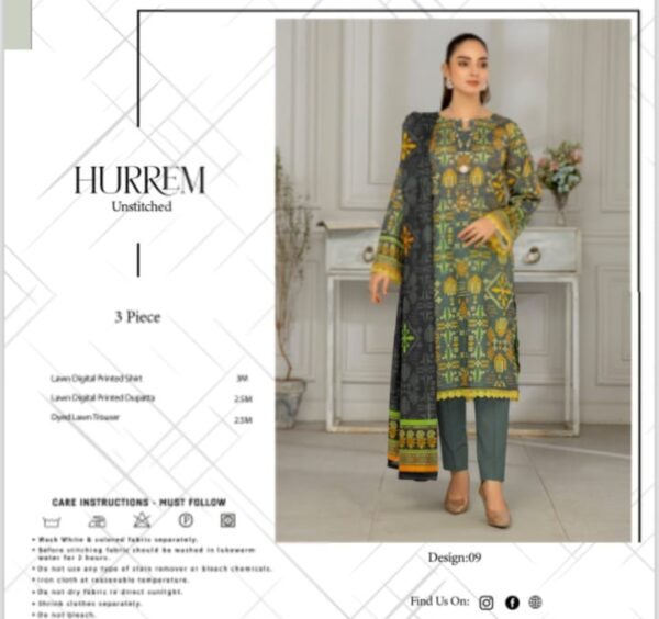 HURREM Lawn (Un Stitched) 3 Piece, New Collection 2025. - Image 4