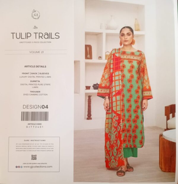 TULIP TRAILS BY GULLGEE Lawn (Un Stitched) 3 Piece, New Collection 2025. - Image 11