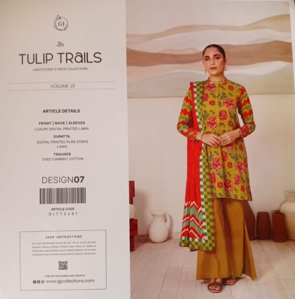 TULIP TRAILS BY GULLGEE Lawn (Un Stitched) 3 Piece, New Collection 2025. - Image 9