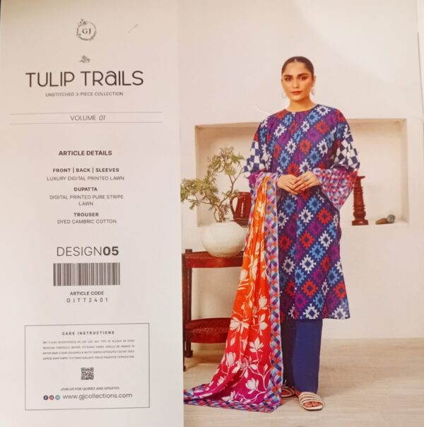 TULIP TRAILS BY GULLGEE Lawn (Un Stitched) 3 Piece, New Collection 2025. - Image 8