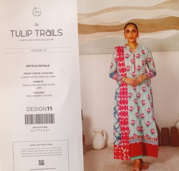 TULIP TRAILS BY GULLGEE Lawn (Un Stitched) 3 Piece, New Collection 2025. - Image 6