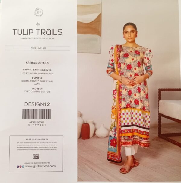 TULIP TRAILS BY GULLGEE Lawn (Un Stitched) 3 Piece, New Collection 2025. - Image 5