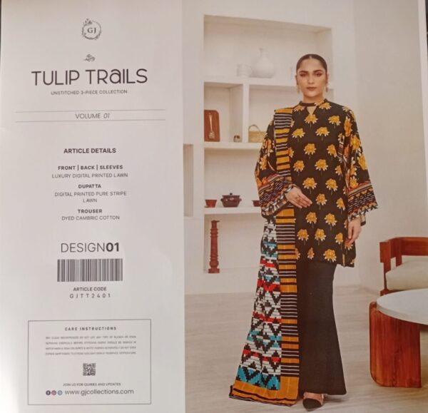 TULIP TRAILS BY GULLGEE Lawn (Un Stitched) 3 Piece, New Collection 2025. - Image 4