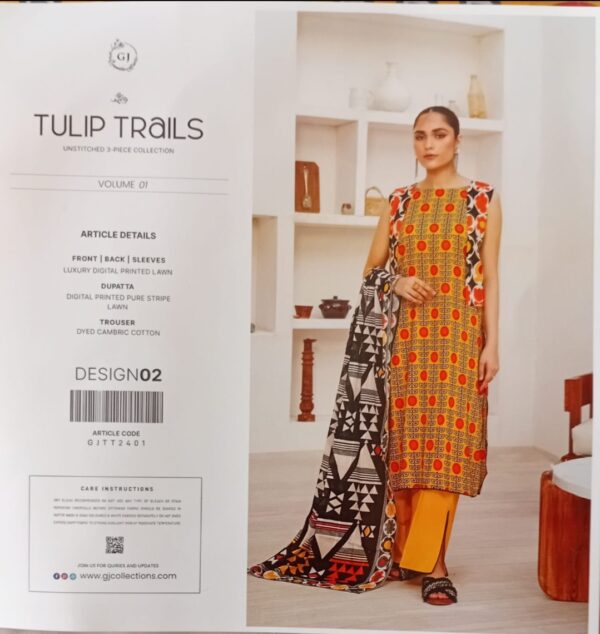 TULIP TRAILS BY GULLGEE Lawn (Un Stitched) 3 Piece, New Collection 2025. - Image 3