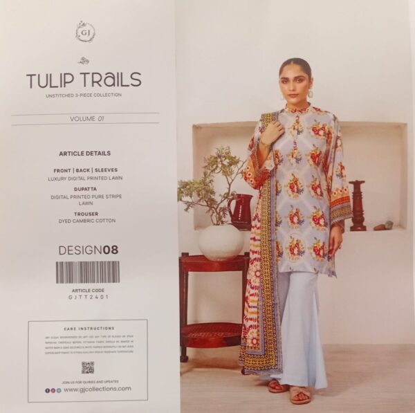 TULIP TRAILS BY GULLGEE Lawn (Un Stitched) 3 Piece, New Collection 2025. - Image 2