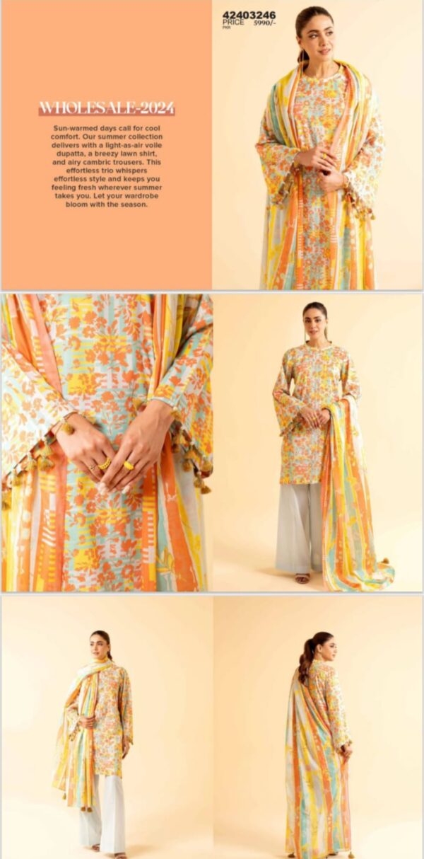 NISHAT Lawn (Un Stitched) 3 Piece, New Collection 2025. - Image 3