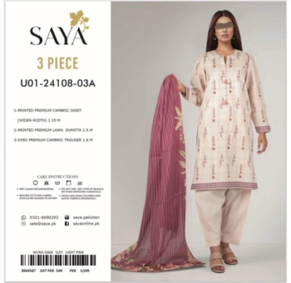 SAYA Lawn (Un Stitched) 3 Piece, New Collection 2025. - Image 7