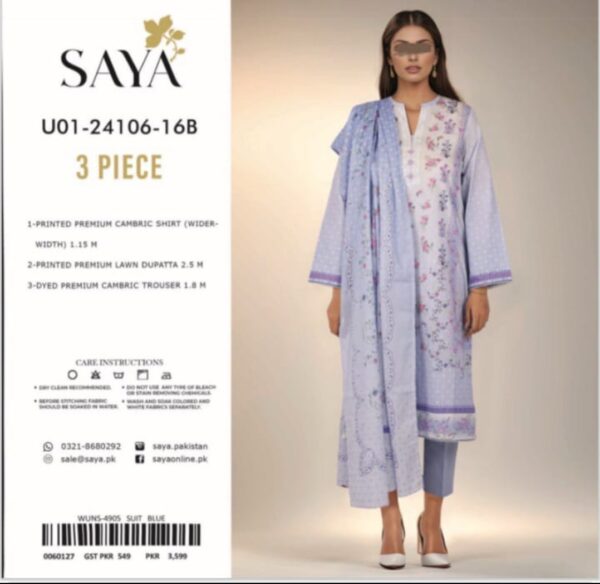 SAYA Lawn (Un Stitched) 3 Piece, New Collection 2025. - Image 8