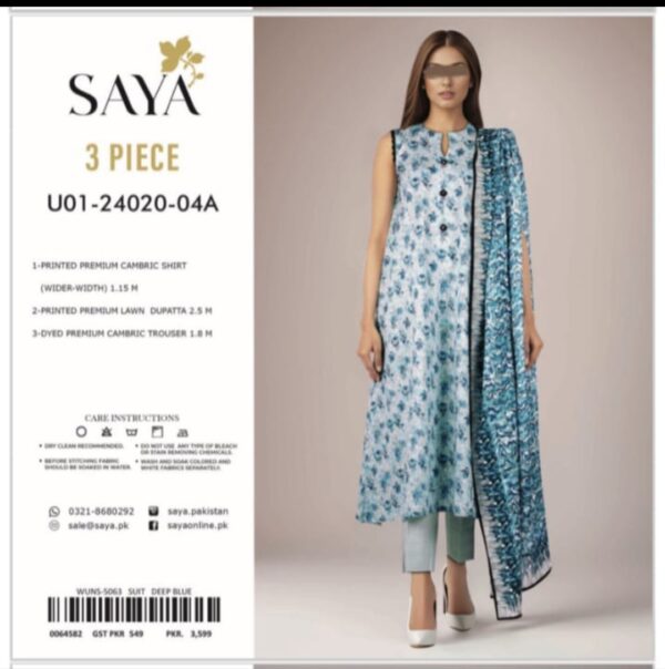 SAYA Lawn (Un Stitched) 3 Piece, New Collection 2025. - Image 6
