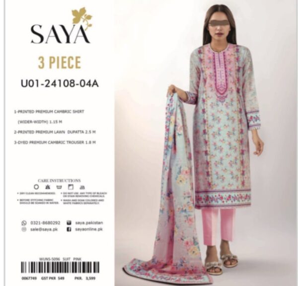 SAYA Lawn (Un Stitched) 3 Piece, New Collection 2025. - Image 9
