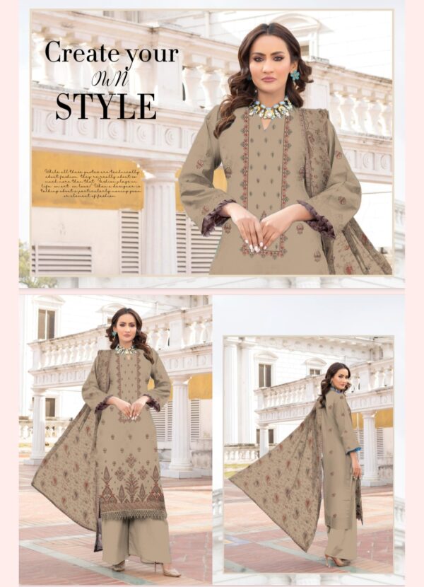 FARIA Premium Embroidered Comfort Lawn By Habib Faisal Arts (Un Stitched) 3 Piece, Vol 4006, New Collection 2025. - Image 9