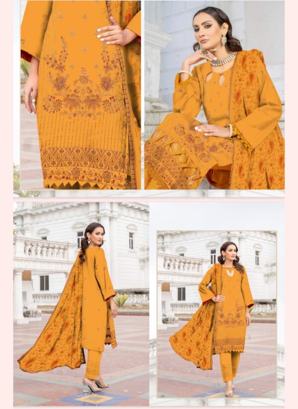 FARIA Premium Embroidered Comfort Lawn By Habib Faisal Arts (Un Stitched) 3 Piece, Vol 4006, New Collection 2025. - Image 8