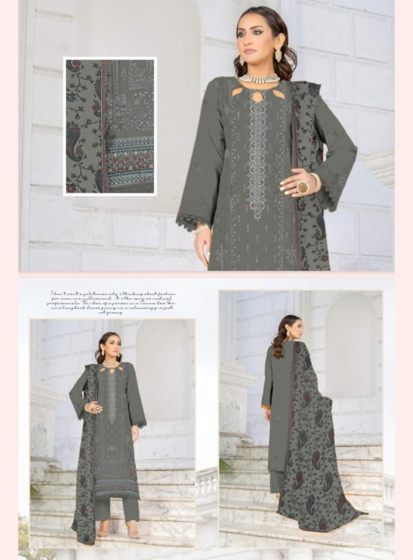 FARIA Premium Embroidered Comfort Lawn By Habib Faisal Arts (Un Stitched) 3 Piece, Vol 4006, New Collection 2025. - Image 5