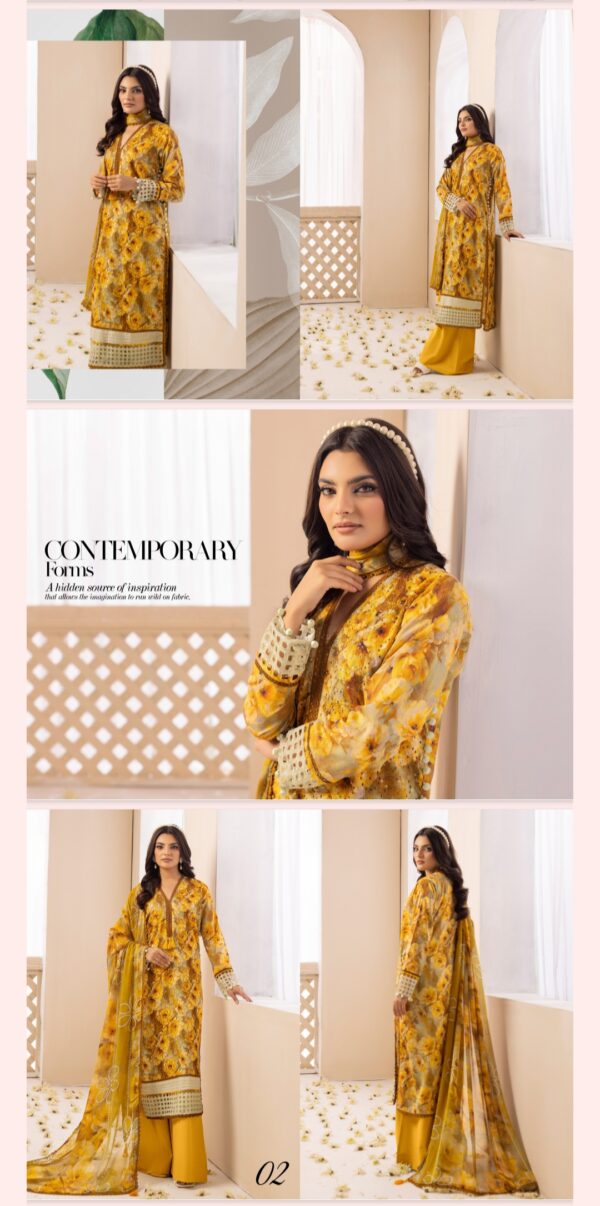 Fancy Florals By Zara Meer (Un Stitched) 3 Piece, Vol 171, New Collection 2025. - Image 3