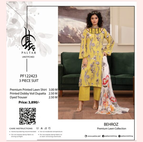 Paltar Behroz Lawn (Un Stitched) 3 Piece, New Collection 2025 (Single Suit). - Image 11