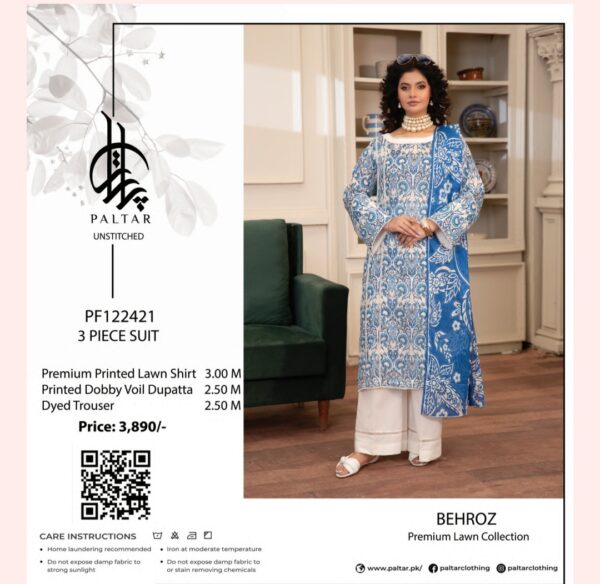 Paltar Behroz Lawn (Un Stitched) 3 Piece, New Collection 2025 (Single Suit). - Image 13