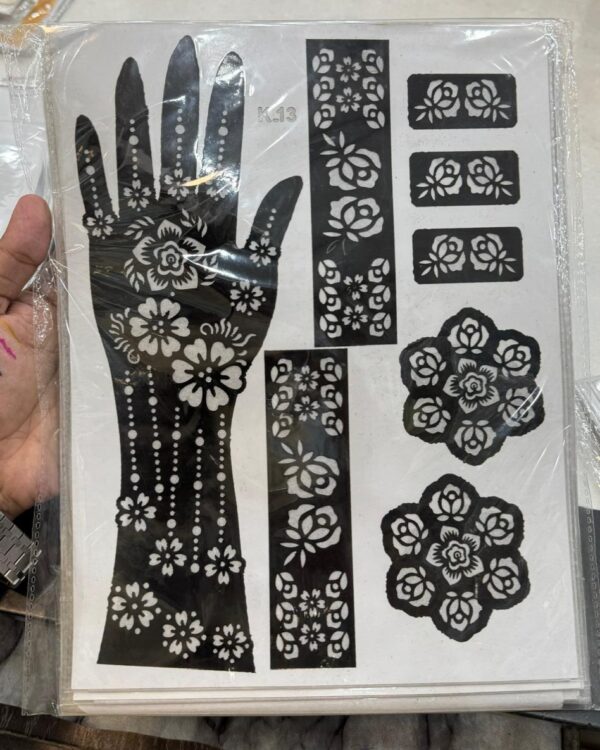 Mehndi stickers, Mehndi Stickers for Girls,Women and Kids, Henna stencils, Henna stickers, Mix Designs, Set Of 12 Cards. - Image 3