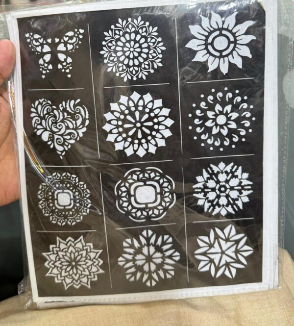 Different Designs Sheet, Mehndi Stencils Stickers, Henna stencils, Henna stickers, Mix Designs, Set Of 12 Cards. - Image 2