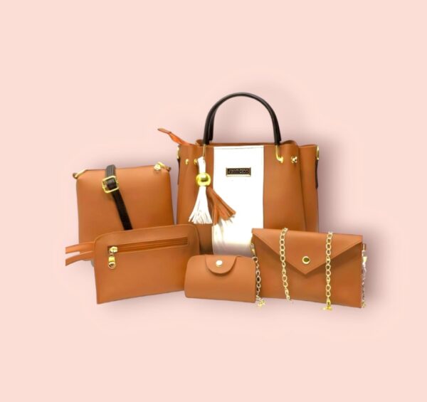 High Quality Leather 5 Piece Set With Cloud Bag Long wallet Zipper Wallet And Mini wallet For Ladies (5 Colors). - Image 4