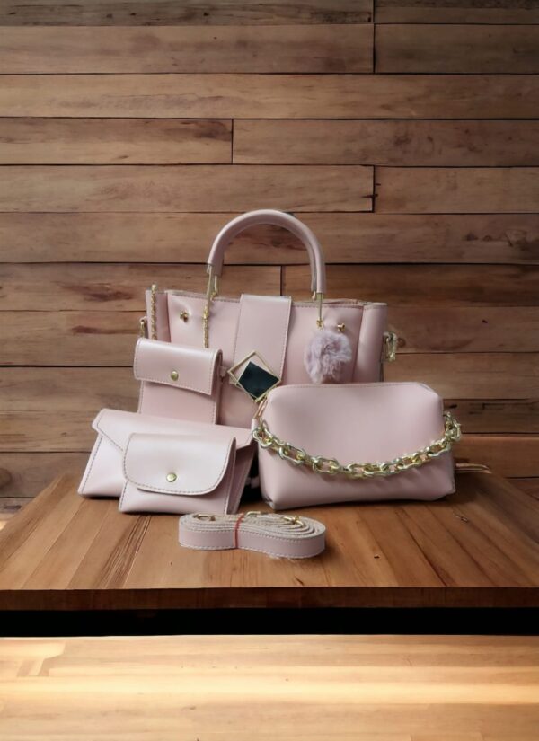 High Quality Leather 5 Piece Set With Cloud Bag Long wallet Zipper Wallet And Mini wallet For Ladies (8 Colors). - Image 7