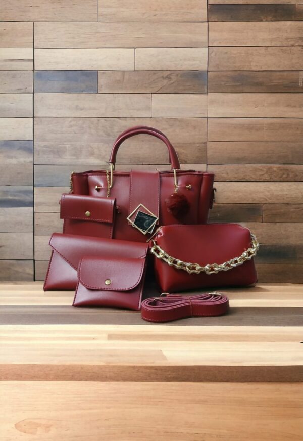 High Quality Leather 5 Piece Set With Cloud Bag Long wallet Zipper Wallet And Mini wallet For Ladies (8 Colors). - Image 6