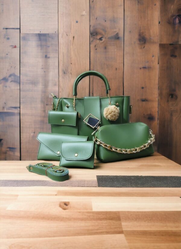 High Quality Leather 5 Piece Set With Cloud Bag Long wallet Zipper Wallet And Mini wallet For Ladies (8 Colors). - Image 4