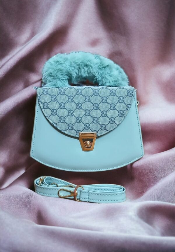 Fur handle design handbag for girls and woman with long shoulder strap, crossbody handbag, casual use handbag Available in 8 Colors. - Image 8
