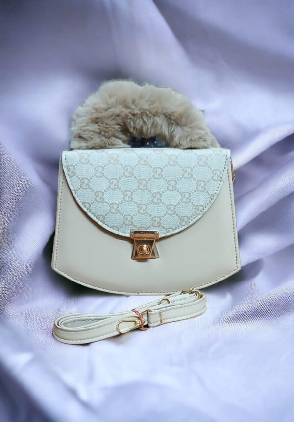 Fur handle design handbag for girls and woman with long shoulder strap, crossbody handbag, casual use handbag Available in 8 Colors. - Image 6