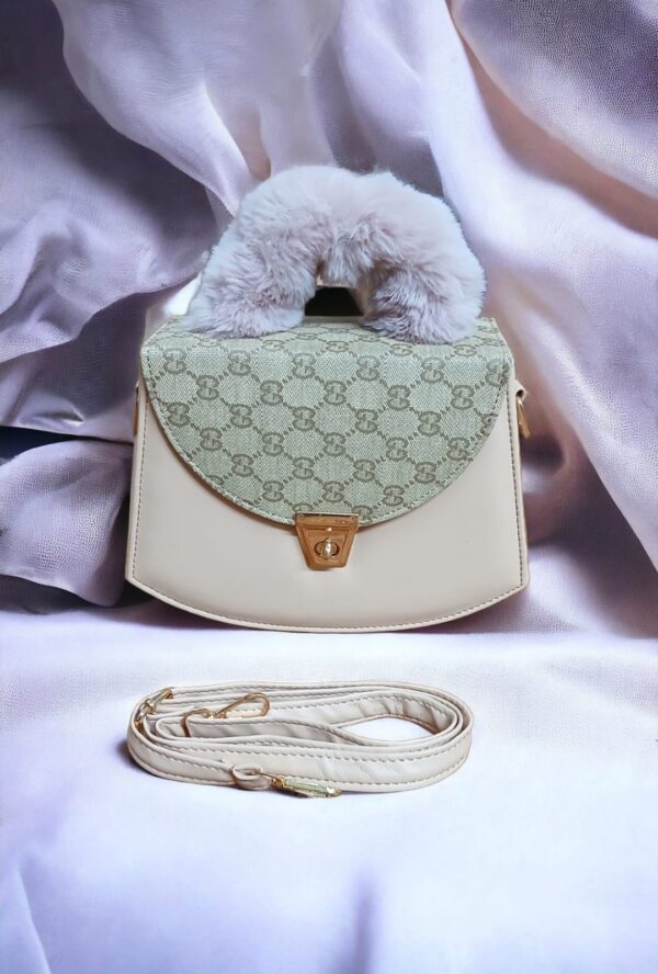 Fur handle design handbag for girls and woman with long shoulder strap, crossbody handbag, casual use handbag Available in 8 Colors. - Image 4