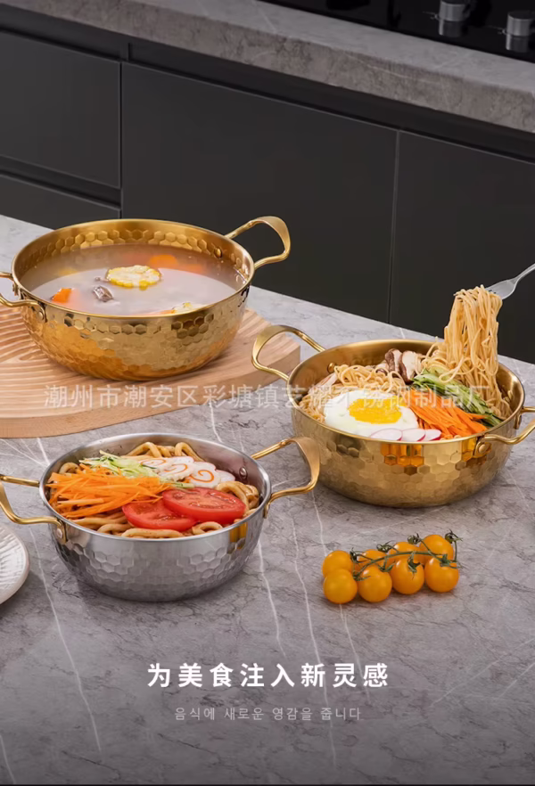 WOK Golden Cooking Pot Hammer Pattern 25-8C (22cm) - Image 4