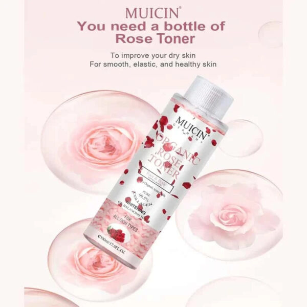 MUICIN Organic Rose Hydration Toner 300 ml, Soothe & Refresh Skin. - Image 2