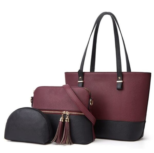 3 piece bags For Women, Large bag with medium shoulder bag and wallet Available in 8 Colors. - Image 2