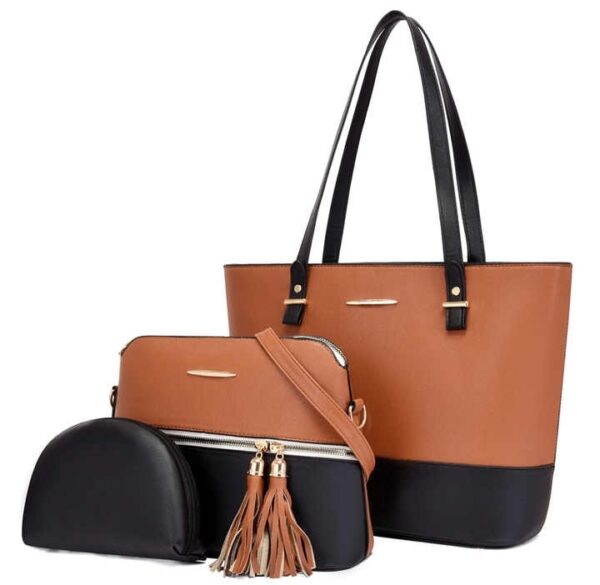 3 piece bags For Women, Large bag with medium shoulder bag and wallet Available in 8 Colors. - Image 4