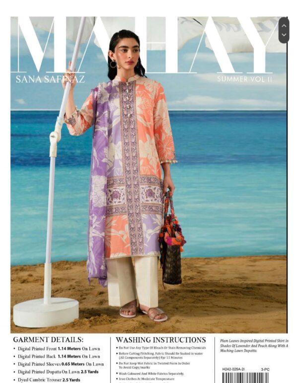 Sana Safinaz Mahay lawn collection volume 14 by brand lover Lawn (Un Stitched) 3piece 2025 collection - Image 3