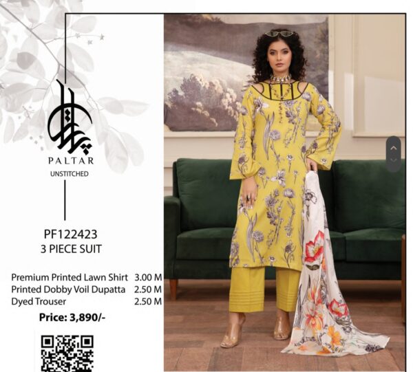 PALTAR BAHROZ LAWN 3 PIECE UNSTITCHED SUIT BY BRAND'S LOVER NEW 2025 COLLECTION - Image 5