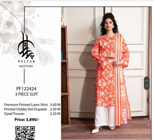 PALTAR BAHROZ LAWN 3 PIECE UNSTITCHED SUIT BY BRAND'S LOVER NEW 2025 COLLECTION - Image 8