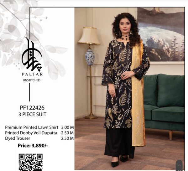 PALTAR BAHROZ LAWN 3 PIECE UNSTITCHED SUIT BY BRAND'S LOVER NEW 2025 COLLECTION - Image 4
