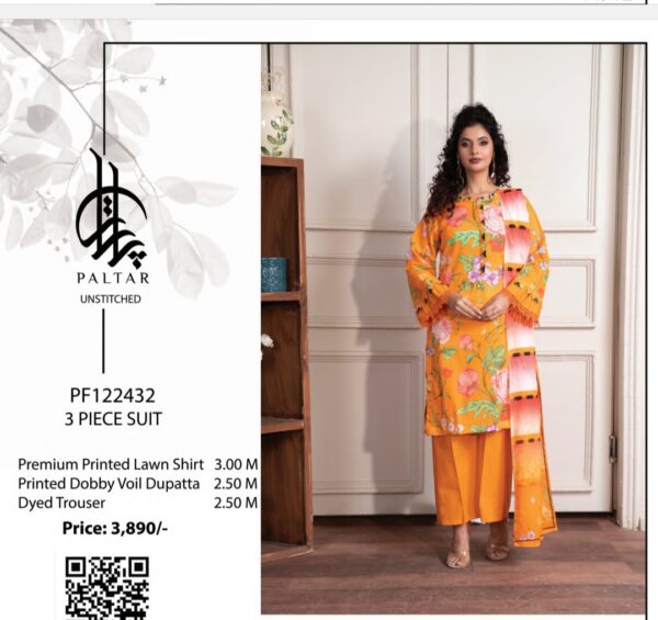 PALTAR BAHROZ LAWN 3 PIECE UNSTITCHED SUIT BY BRAND'S LOVER NEW 2025 COLLECTION - Image 7