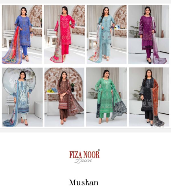 Muskan by Fiza Noor vol 2 Digital Embroidered lawn suit 3 piece unstitched new collection 2025