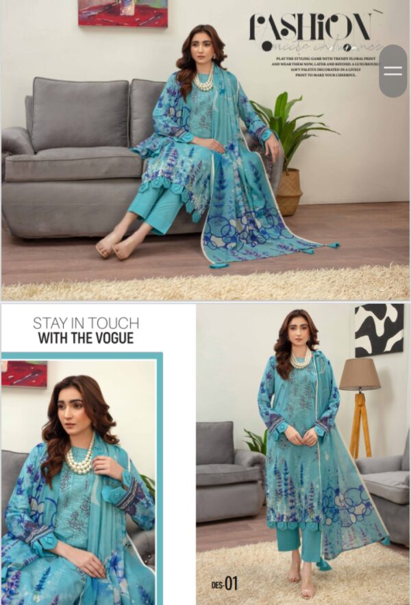 ROSA BY ZARA MEER VOLUME 202 UNSTITCHED 3 PIECE LAWN SUIT NEW COLLECTION 2025 - Image 8