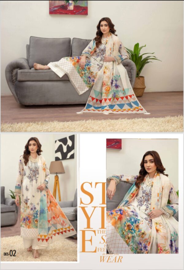 ROSA BY ZARA MEER VOLUME 202 UNSTITCHED 3 PIECE LAWN SUIT NEW COLLECTION 2025 - Image 11