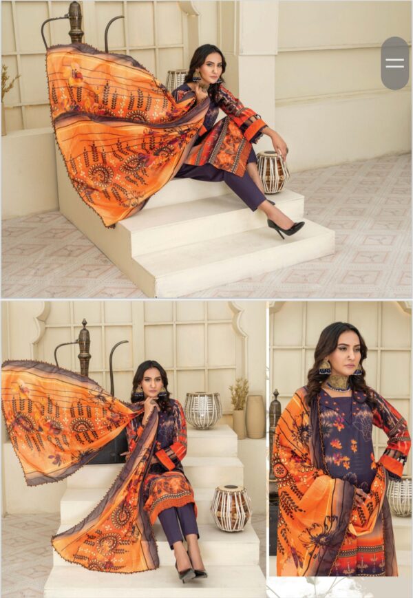 SIGNATURE BY PALWASHA AREEB ARTS VOL # 11 UNSTITCHED 3PC LAWN SUIT NEW COLLECTION 2025 - Image 9