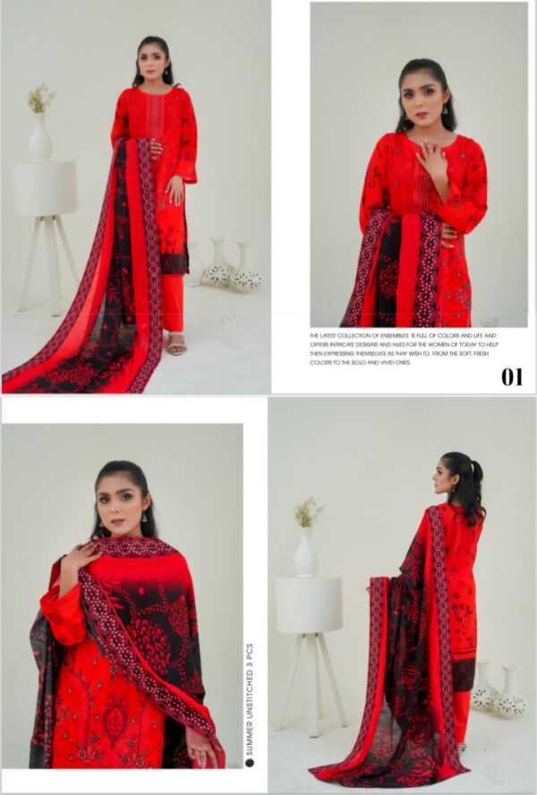 JUGNI VOL 775 BY HOORIA ARTS UNSTITICHED 3PC LAWN NEW COLLECTION 2025 - Image 3