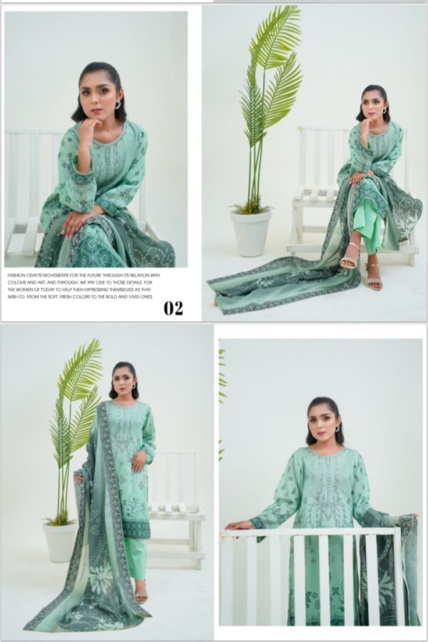 JUGNI VOL 775 BY HOORIA ARTS UNSTITICHED 3PC LAWN NEW COLLECTION 2025 - Image 6