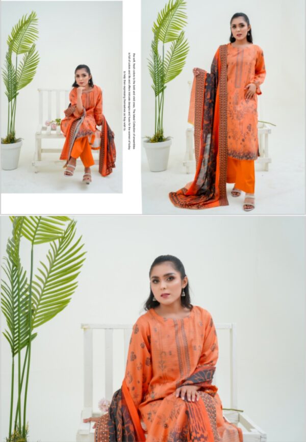 JUGNI VOL 775 BY HOORIA ARTS UNSTITICHED 3PC LAWN NEW COLLECTION 2025 - Image 4
