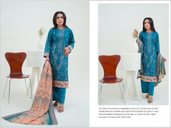 JUGNI VOL 775 BY HOORIA ARTS UNSTITICHED 3PC LAWN NEW COLLECTION 2025 - Image 8