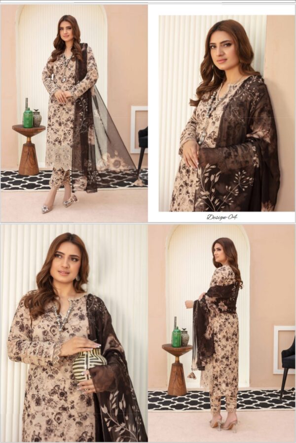 MOMENT BY ZARA MEER VOL 209 UNSTITICHED LAWN 3PC SUIT NEW COLLECTION 2025 - Image 5
