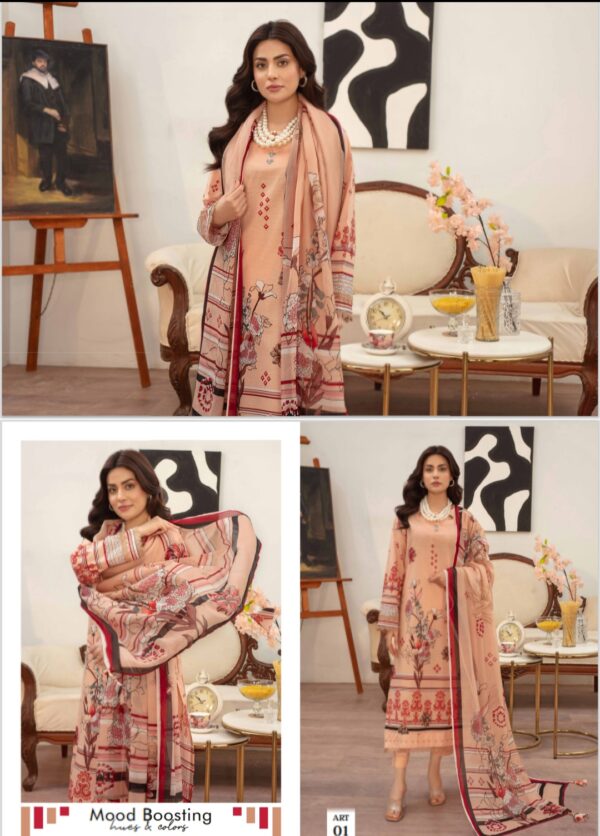 CUTE FIT BY ZARA MEER VOL 206 UNSTITCHED 3PC LAWN SUIT NEW COLLECTION 2025 - Image 4